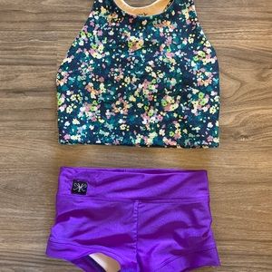 Two Piece Dance Set Old Navy Razor Back Top and Kandi Kouture Bottoms CM Size 6